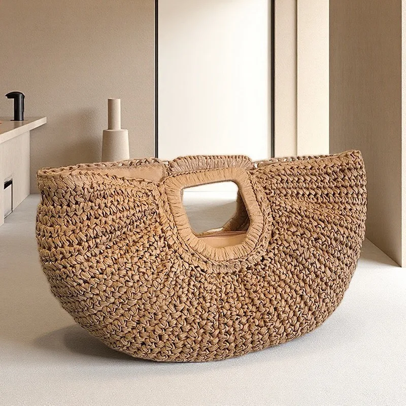 Large Capacity Casual Rattan Wicker Tote Bag Women's Straw Designer Beach Handbag Summer Half-Moon Shopper Casual Woven Tote
Large Capacity Casual Rattan Wicker Tote Bag Women's Straw Designer Beach Handbag Summer Half-Moon Shopper Casual Woven Tote
