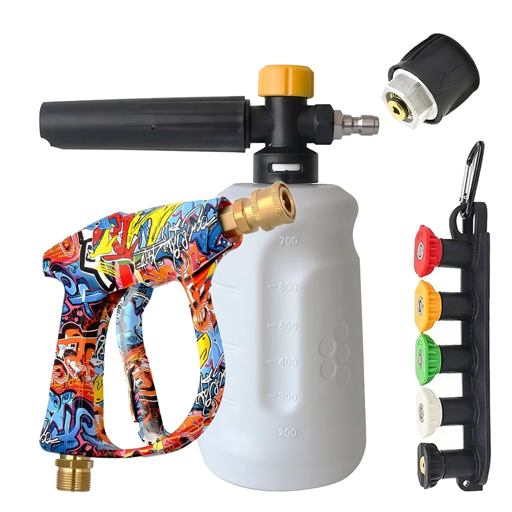 Colored Spray Gun with Plastic Foam Cannon + Karcher Adapter + 5-Color Nozzle Kit, Compatible with Low-Power Pressure Washers
Colored Spray Gun with Plastic Foam Cannon + Karcher Adapter + 5-Color Nozzle Kit, Compatible with Low-Power Pressure Washers