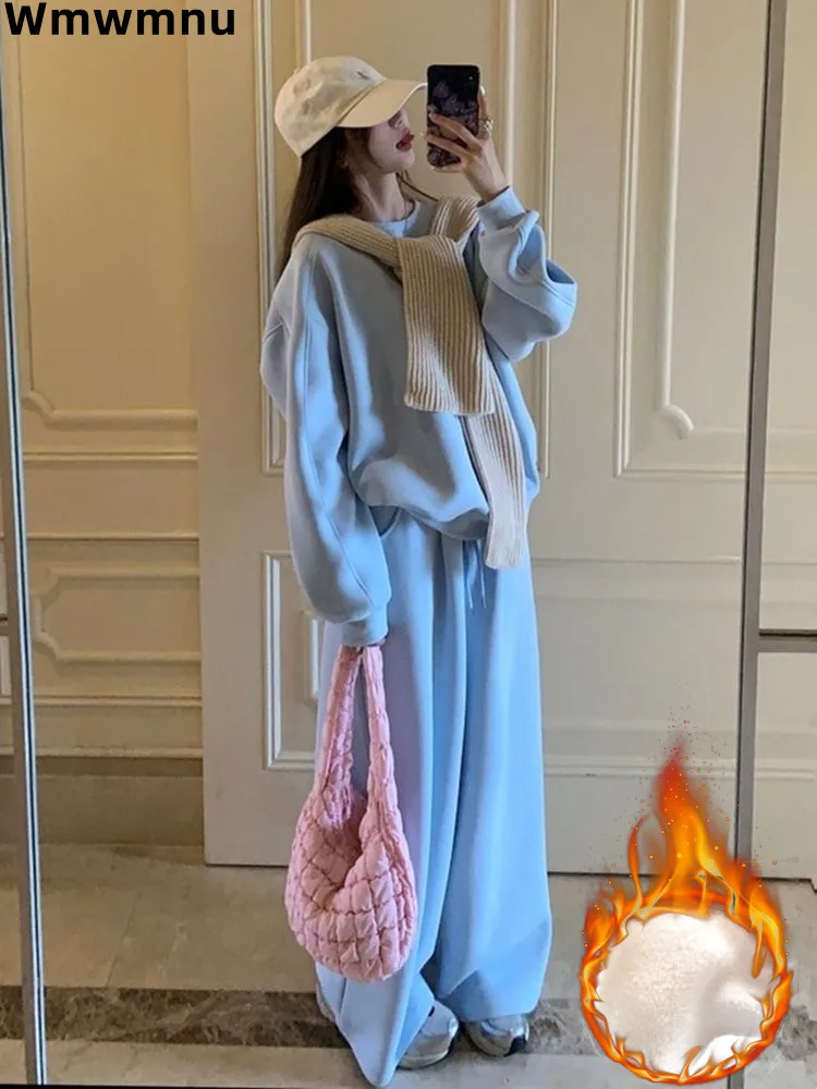 Korea Velveteen Lined Women Tracksuit Casual Fashion O-neckcoats Tops Conjunto Lace-up High Waist Wide Leg Pants 2 Piece Sets
Korea Velveteen Lined Women Tracksuit Casual Fashion O-neckcoats Tops Conjunto Lace-up High Waist Wide Leg Pants 2 Piece Sets