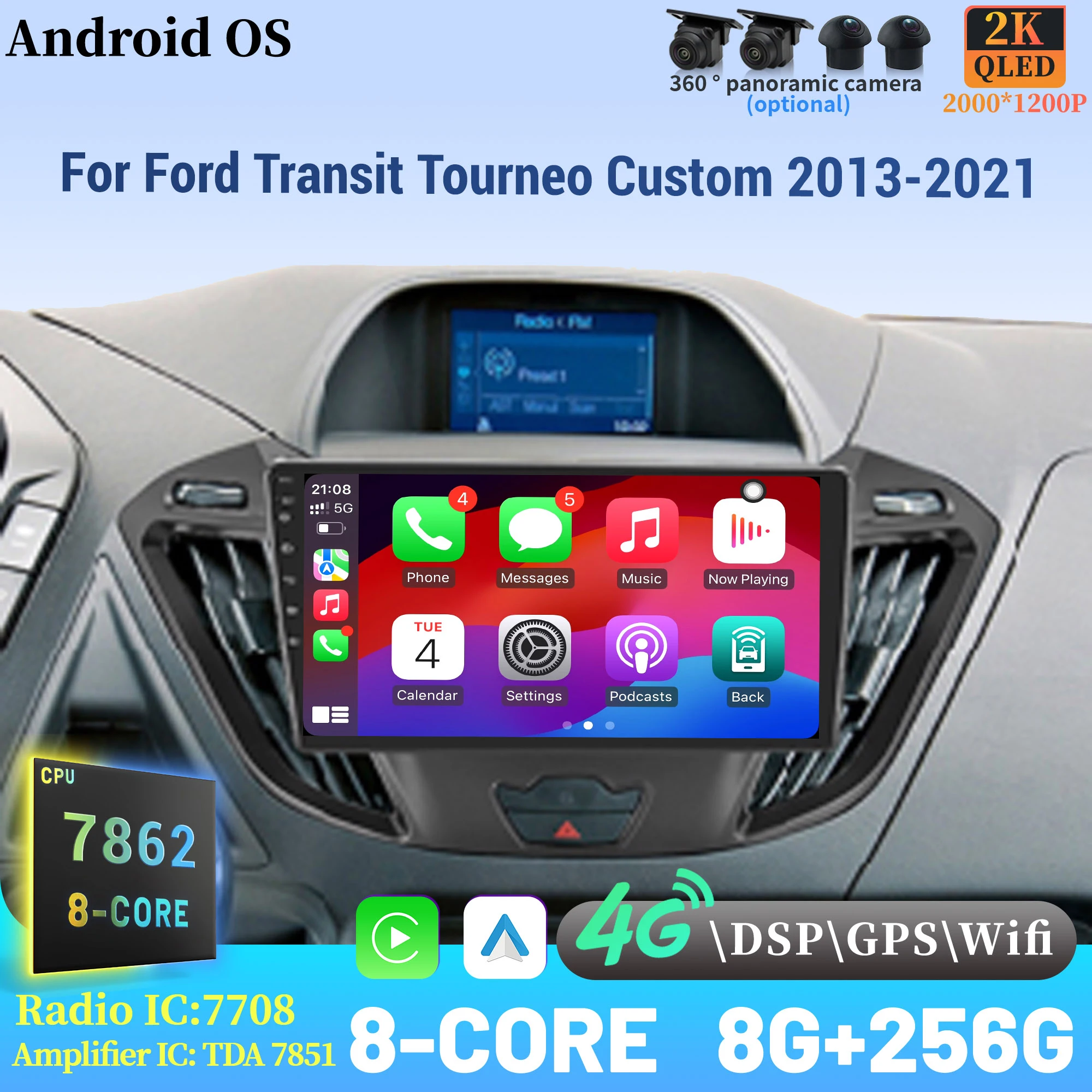 For Ford Transit Tourneo Custom 2013-2021 Wireless CarPlay Android 14 Radio Car Multimedia Player radio Touch 2K QLED Screen
For Ford Transit Tourneo Custom 2013-2021 Wireless CarPlay Android 14 Radio Car Multimedia Player radio Touch 2K QLED Screen