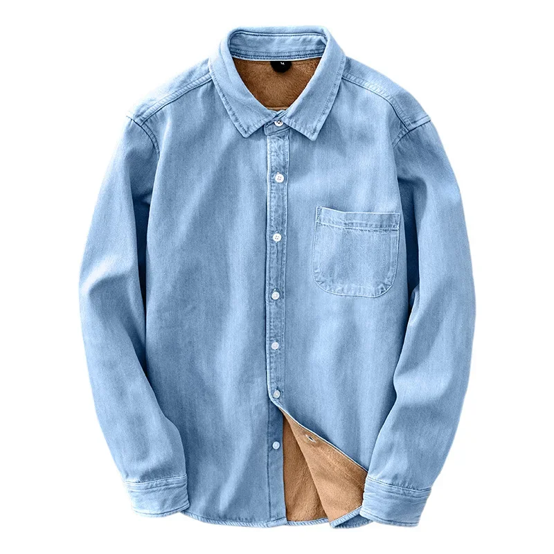 Men's Winter Fleece Denim Shirts Black Blue Casual Cotton Thermal Warm Slim fit Shirts for Male
Men's Winter Fleece Denim Shirts Black Blue Casual Cotton Thermal Warm Slim fit Shirts for Male