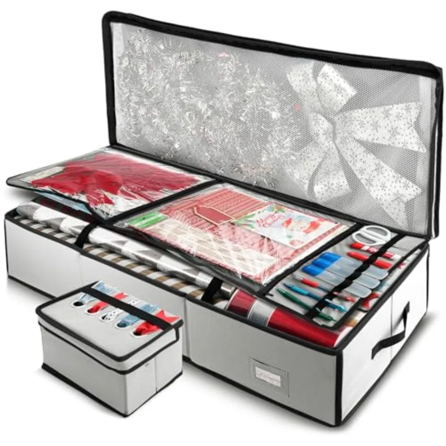 Wrapping Paper Storage Container - Christmas Storage Bag with Ribbon Dispenser and Interior Pockets - Gift Wrap Organizer Fits
Wrapping Paper Storage Container - Christmas Storage Bag with Ribbon Dispenser and Interior Pockets - Gift Wrap Organizer Fits