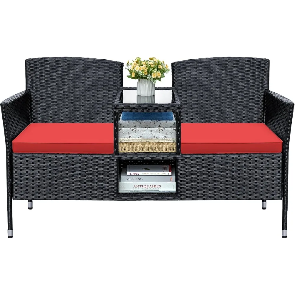 Outdoor Willow Furniture Dialogue Set with Soft Cushion and Built in Coffee Table, Suitable for Lawn Garden Back
Outdoor Willow Furniture Dialogue Set with Soft Cushion and Built in Coffee Table, Suitable for Lawn Garden Back