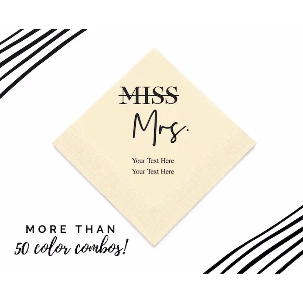 Салфетки Miss to Mrs по индивидуальному заказу, 50 шт., салфетки для коктейлей, индивидуальный обед для невесты, девичник
Салфетки Miss to Mrs по индивидуальному заказу, 50 шт., салфетки для коктейлей, индивидуальный обед для невесты, девичник