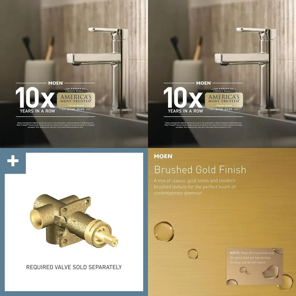 Brushed Gold Diverter Transfer Trim, T4611BG, Required
Brushed Gold Diverter Transfer Trim, T4611BG, Required