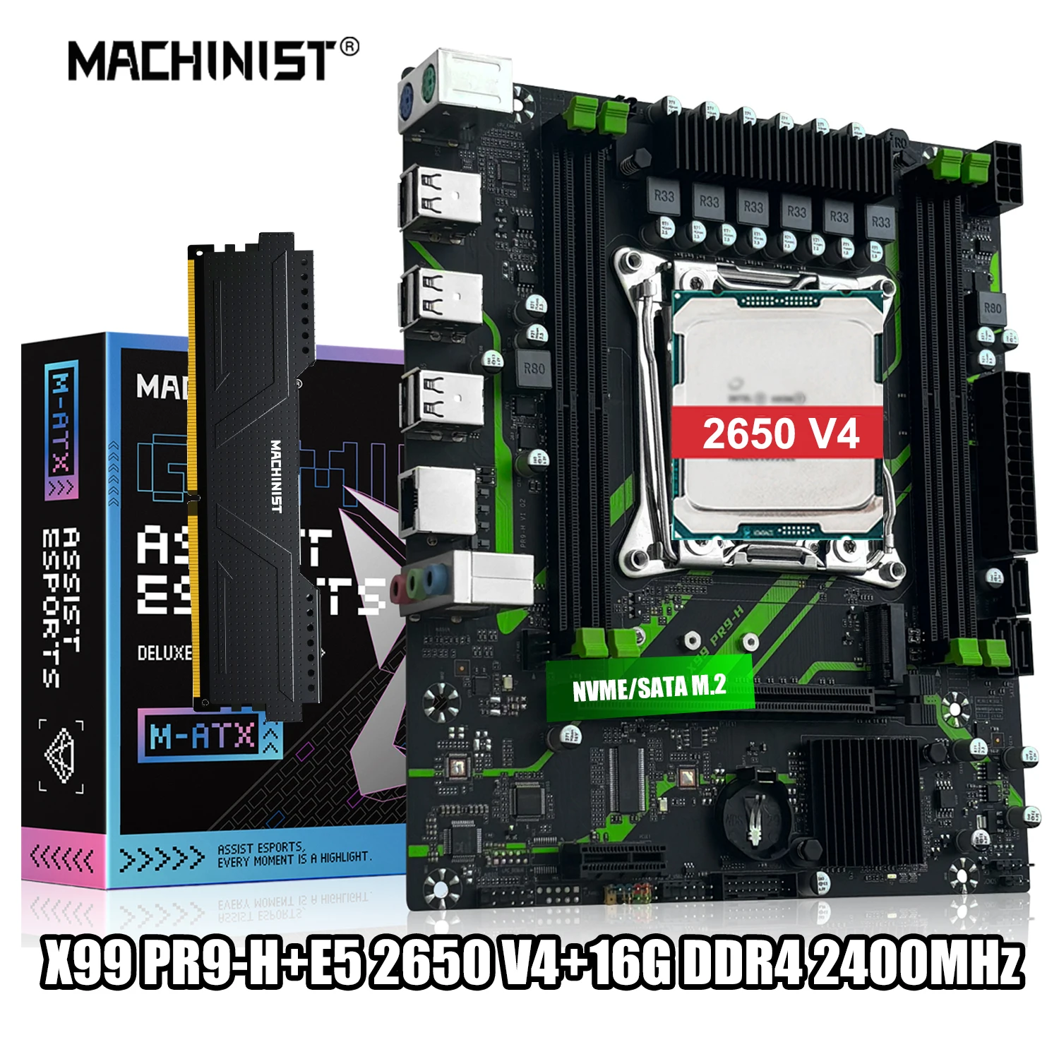 MACHINIST X99 PR9-H Motherboard LGA 2011-3 Set Kit Xeon E5 2650 V4 CPU Processor and 16G DDR4 2400mhz RAM Memory NAME SATA M.2
MACHINIST X99 PR9-H Motherboard LGA 2011-3 Set Kit Xeon E5 2650 V4 CPU Processor and 16G DDR4 2400mhz RAM Memory NAME SATA M.2