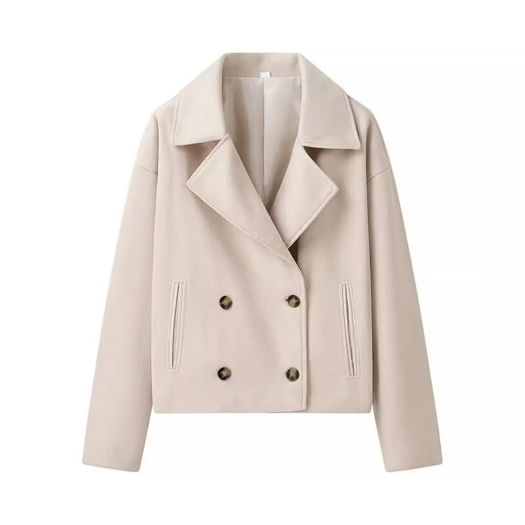 Women's Double-breasted Short Woolen Coat Autumn Winter Fashion All-match European American Style Top by
Women's Double-breasted Short Woolen Coat Autumn Winter Fashion All-match European American Style Top by