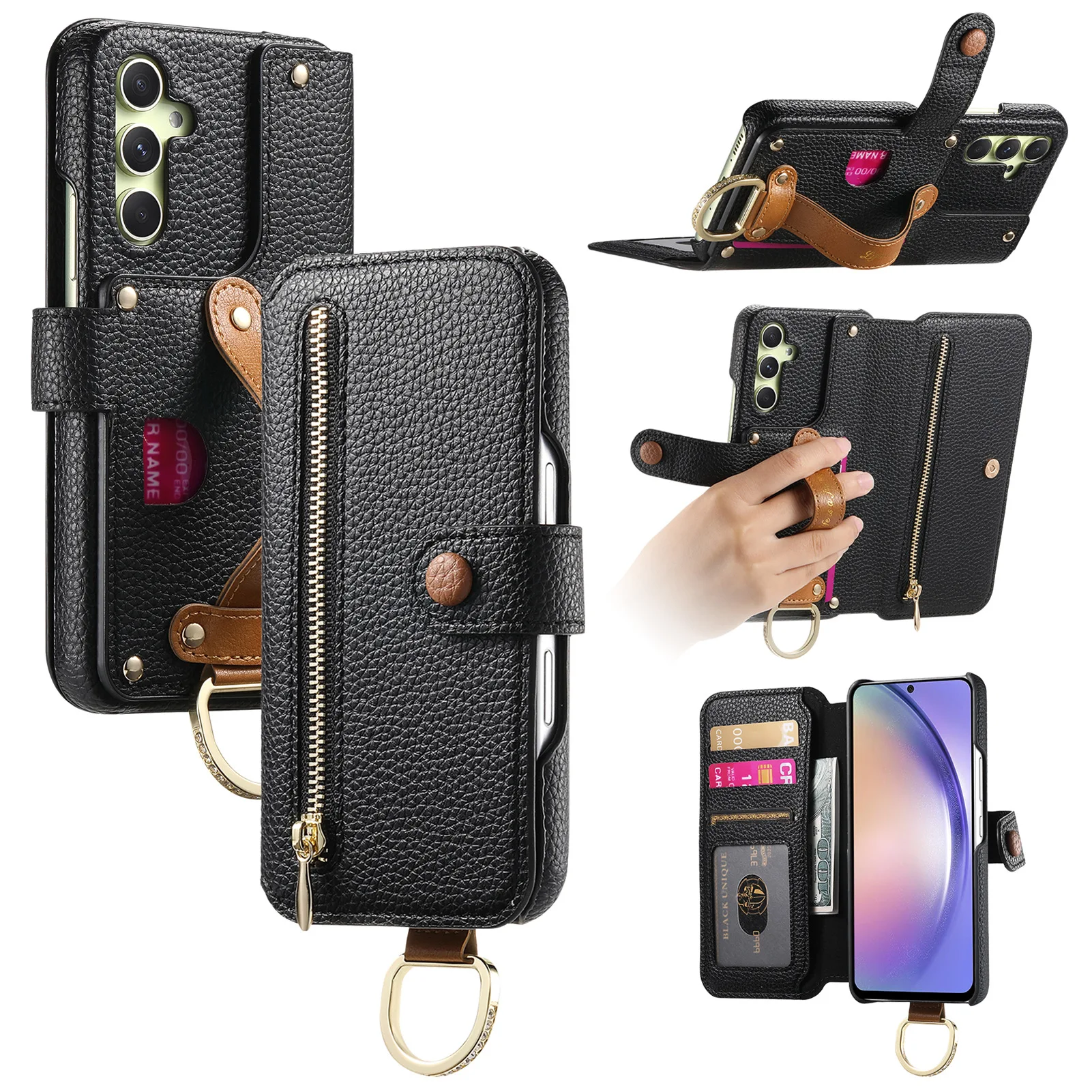 Zipper Storage Case For iPhone 16 Pro Max 15 Plus 14 13 12 11 XS XR 8 Luxury Wrist band Leather 4 Cards Finger Ring Flip Covers
Zipper Storage Case For iPhone 16 Pro Max 15 Plus 14 13 12 11 XS XR 8 Luxury Wrist band Leather 4 Cards Finger Ring Flip Covers