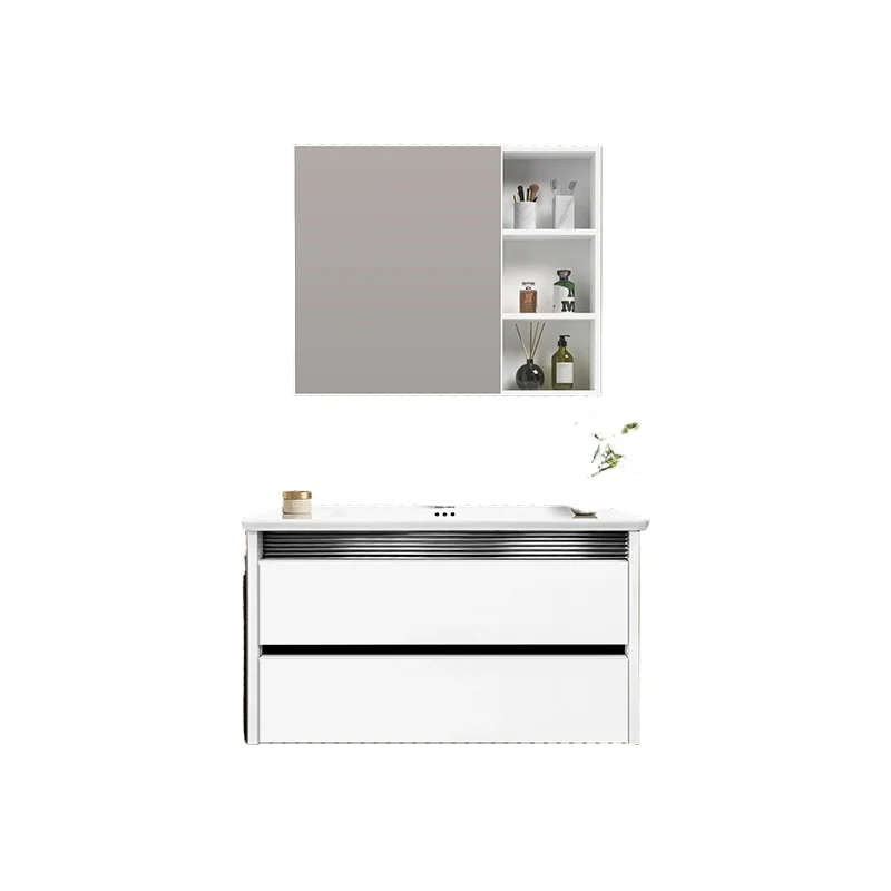 Luxury aluminium wall-mounted off-white mirror cupboard bathroom vanity with sink
Luxury aluminium wall-mounted off-white mirror cupboard bathroom vanity with sink