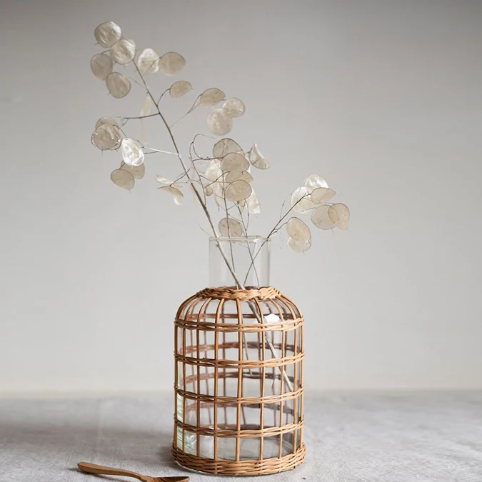 Nordic ins straw woven handmade small fresh glass transparent dining table ornament hydroponics flower arrangement dried flower
Nordic ins straw woven handmade small fresh glass transparent dining table ornament hydroponics flower arrangement dried flower