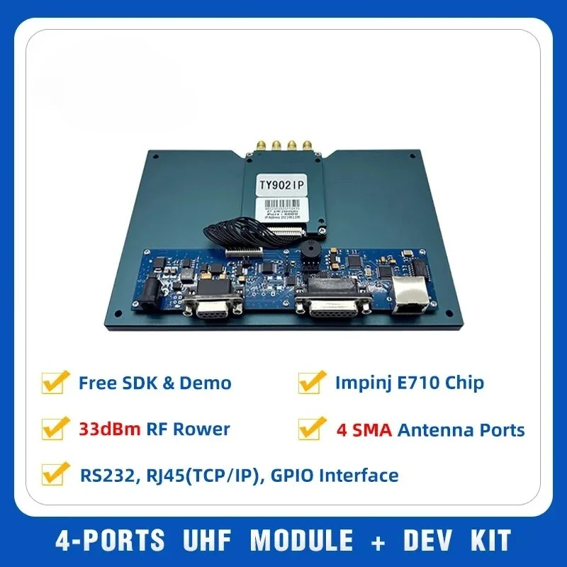 Impinj E710 Chip 33dBm 860~960mhz 4 Ports 1000 Pcs/s RFID UHF Module with Development Interface Board Free SDK Development Kit
Impinj E710 Chip 33dBm 860~960mhz 4 Ports 1000 Pcs/s RFID UHF Module with Development Interface Board Free SDK Development Kit