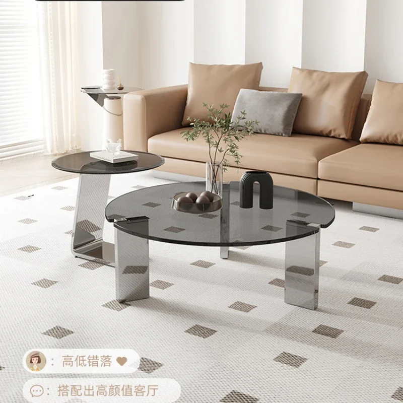 Tea Table Living Room Home Designer High-Grade Small Apartment round Tempered Glass Coffee Table Combination
Tea Table Living Room Home Designer High-Grade Small Apartment round Tempered Glass Coffee Table Combination