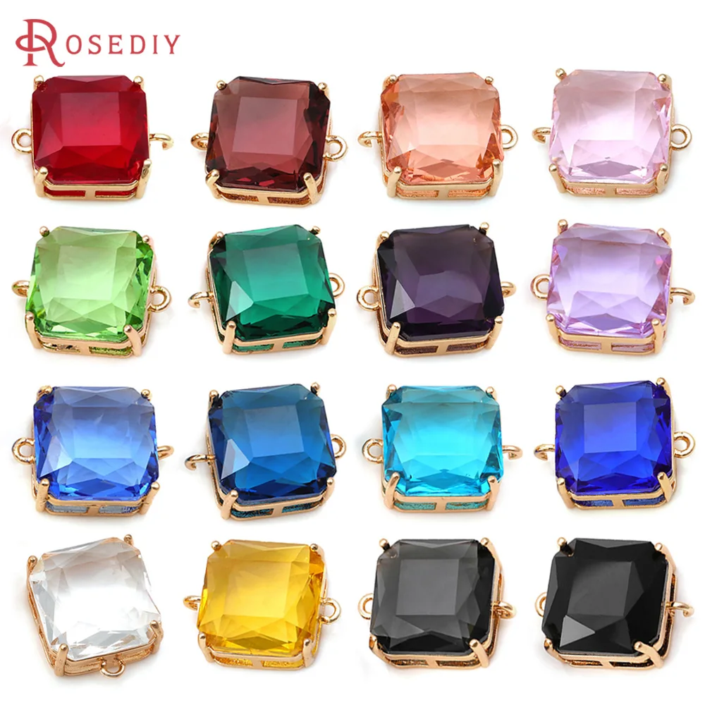 6PCS 18K Gold Color Brass Glass 2 Holes Square Connect Charms Pendants High Quality Diy Necklace Earrings Charms Jewelry Making
6PCS 18K Gold Color Brass Glass 2 Holes Square Connect Charms Pendants High Quality Diy Necklace Earrings Charms Jewelry Making