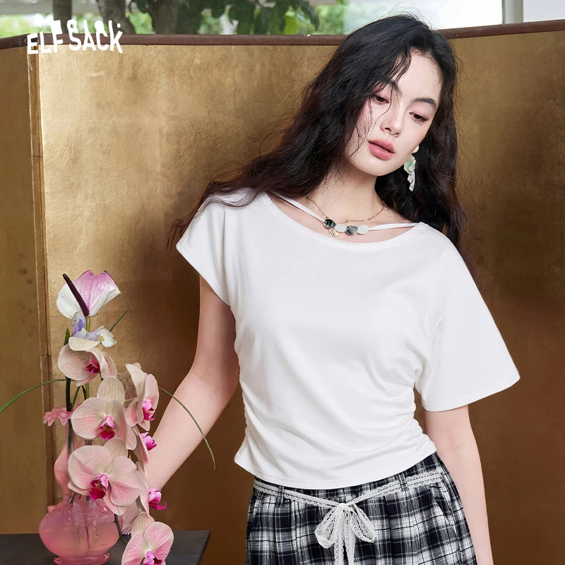 ELFSACK Cowl Neck Ruched T-shirt, Slim Fit Short Sleeve Tee, Casual Solid Color Summer Top for Women
ELFSACK Cowl Neck Ruched T-shirt, Slim Fit Short Sleeve Tee, Casual Solid Color Summer Top for Women