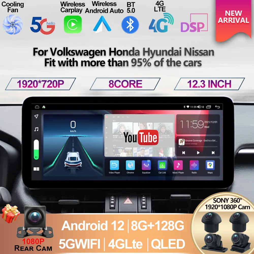 Universal For Volkswagen Honda Hyundai Nissan 12.3 '' QLED Android 13 Auto Car Radio Multimedia GPS Navigation Head Unit Carplay
Universal For Volkswagen Honda Hyundai Nissan 12.3 '' QLED Android 13 Auto Car Radio Multimedia GPS Navigation Head Unit Carplay