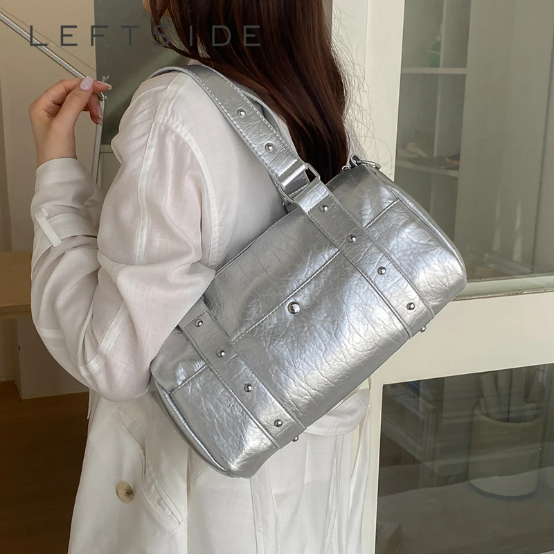 Women's Silver Small PU Leather Rivet Crossbody Bag Trendy Casual Shoulder Bags 2026 New Trend Female Handbags and Purses
Women's Silver Small PU Leather Rivet Crossbody Bag Trendy Casual Shoulder Bags 2026 New Trend Female Handbags and Purses