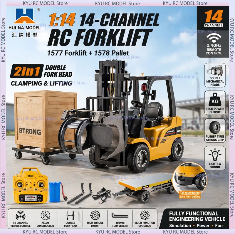Huina 1577 1/14 RC Forklift with 14-Channel Remote, Alloy Double Fork Head & 1578 Pallet Full-Scale Engineering Vehicle Toy
Huina 1577 1/14 RC Forklift with 14-Channel Remote, Alloy Double Fork Head & 1578 Pallet Full-Scale Engineering Vehicle Toy