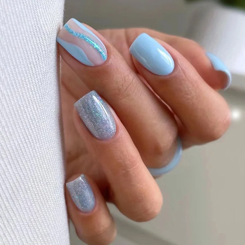 Light Blue Glitter Sequins Nail Art Pieces for Summer Fashion Wear and Creative Design
Light Blue Glitter Sequins Nail Art Pieces for Summer Fashion Wear and Creative Design
