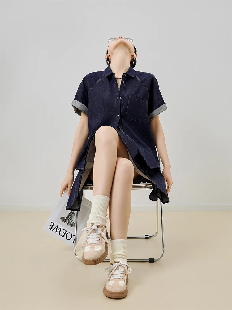 Женский джинсовый комплект Guuli: юбка и топ с коротким рукавом, летний модный комплект из двух предметов, подходит для маленьких размеров, с воротником и пуговицами
Женский джинсовый комплект Guuli: юбка и топ с коротким рукавом, летний модный комплект из двух предметов, подходит для маленьких размеров, с воротником и пуговицами