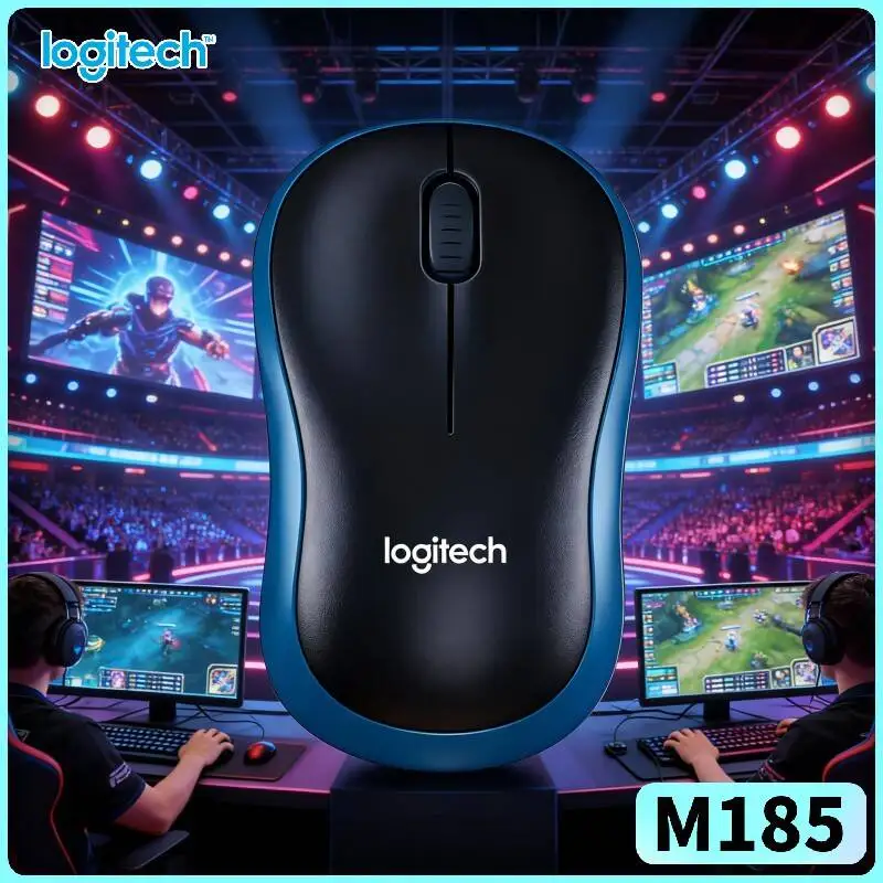 Logitech M185 Battery-Extended Mouse 12-Month Usage 1 AA Battery 2.4GHz 10m Range 1000 DPI Tracking Office Accessory Tool