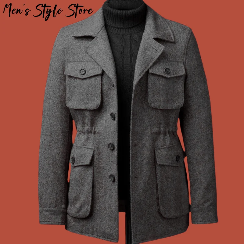 Hunting Jacket British Men's Coat With Straps Business Warm Commuting Retro Multi-pocket Herringbone Lapel Suit jacket
Hunting Jacket British Men's Coat With Straps Business Warm Commuting Retro Multi-pocket Herringbone Lapel Suit jacket