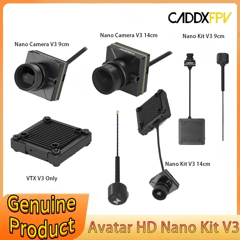 Caddx Walksnail Avatar HD Nano Kit V3 1080P/60fps FOV160° Built-in 32G Storage (9cm/ 14cm Cable) 14X14mm for FPV Drone
Caddx Walksnail Avatar HD Nano Kit V3 1080P/60fps FOV160° Built-in 32G Storage (9cm/ 14cm Cable) 14X14mm for FPV Drone
