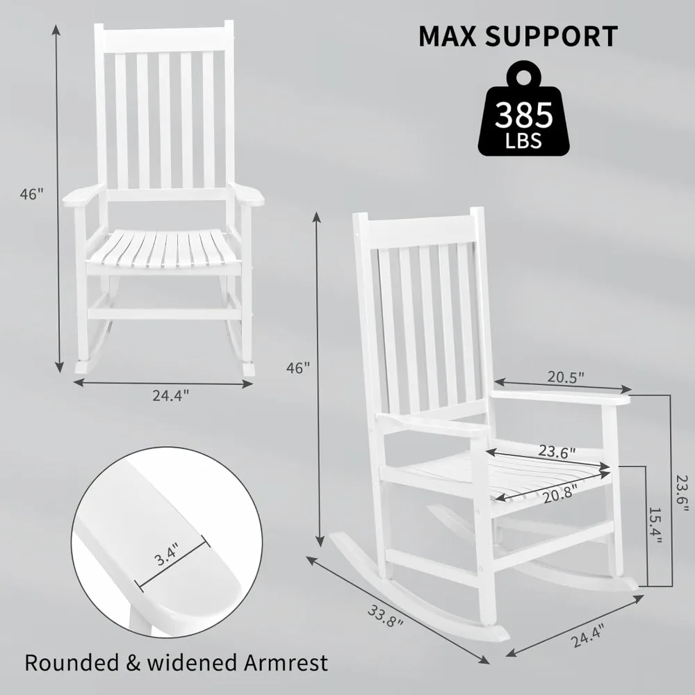 Outdoor Rocking Chair, Solid Wood High Back Rocker, All Weather Lounge Chair for Porch Patio Fire Pit
Outdoor Rocking Chair, Solid Wood High Back Rocker, All Weather Lounge Chair for Porch Patio Fire Pit