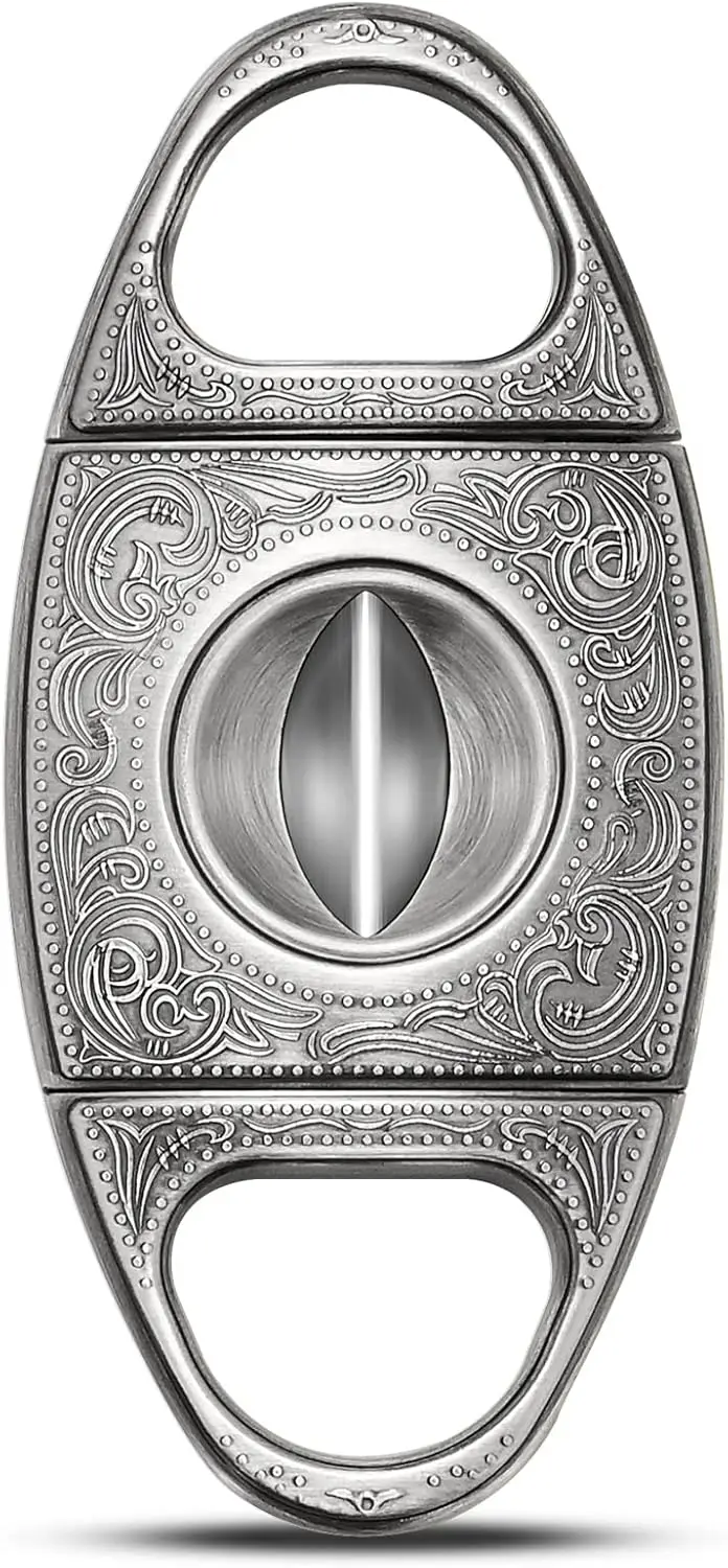 Bronze Engraved Cigar Cutter V Cut Blade Guillotine Silver
Bronze Engraved Cigar Cutter V Cut Blade Guillotine Silver