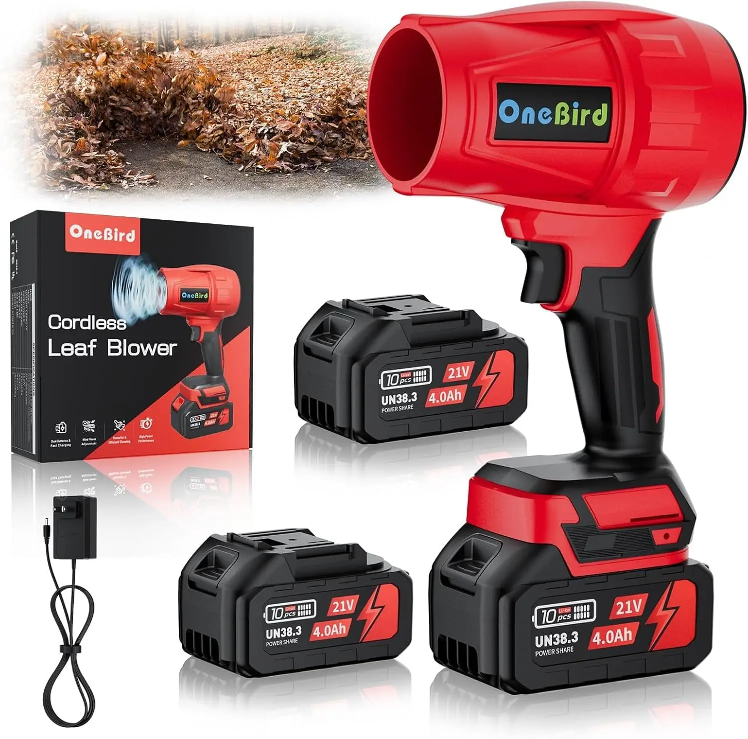 Cordless Leaf Blower 560 CFM, Handheld Electric Blower with 2×21V 4.0Ah Batteries, Lightweight for Lawn & Patio Cleaning
Cordless Leaf Blower 560 CFM, Handheld Electric Blower with 2×21V 4.0Ah Batteries, Lightweight for Lawn & Patio Cleaning