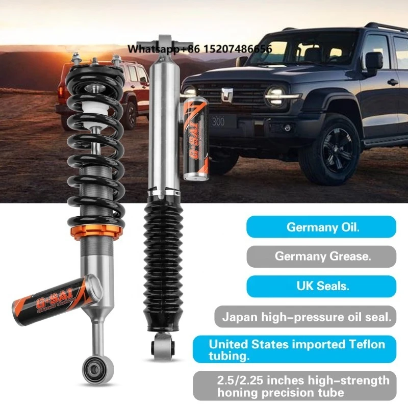 Nitrogen Shock Absorber Lift Kit for Great Wall Tank 300/400/500/700 with Precise & Adjustable Compression & Rebound
Nitrogen Shock Absorber Lift Kit for Great Wall Tank 300/400/500/700 with Precise & Adjustable Compression & Rebound