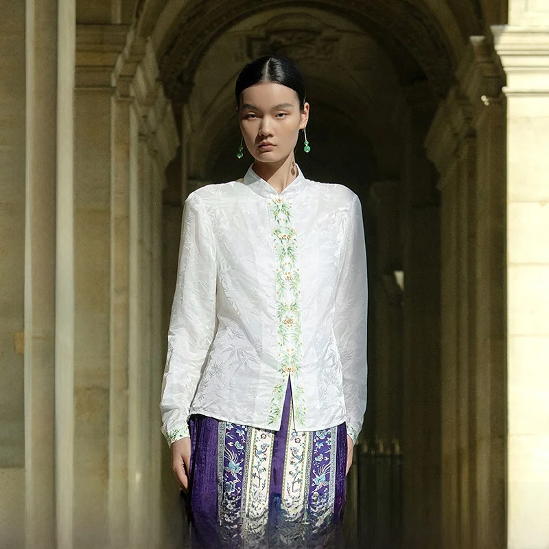 Embroidered Long Sve irt Women's Slim Fit Chinese National Sle New Faion Living on the Left QingYa
Embroidered Long Sve irt Women's Slim Fit Chinese National Sle New Faion Living on the Left QingYa