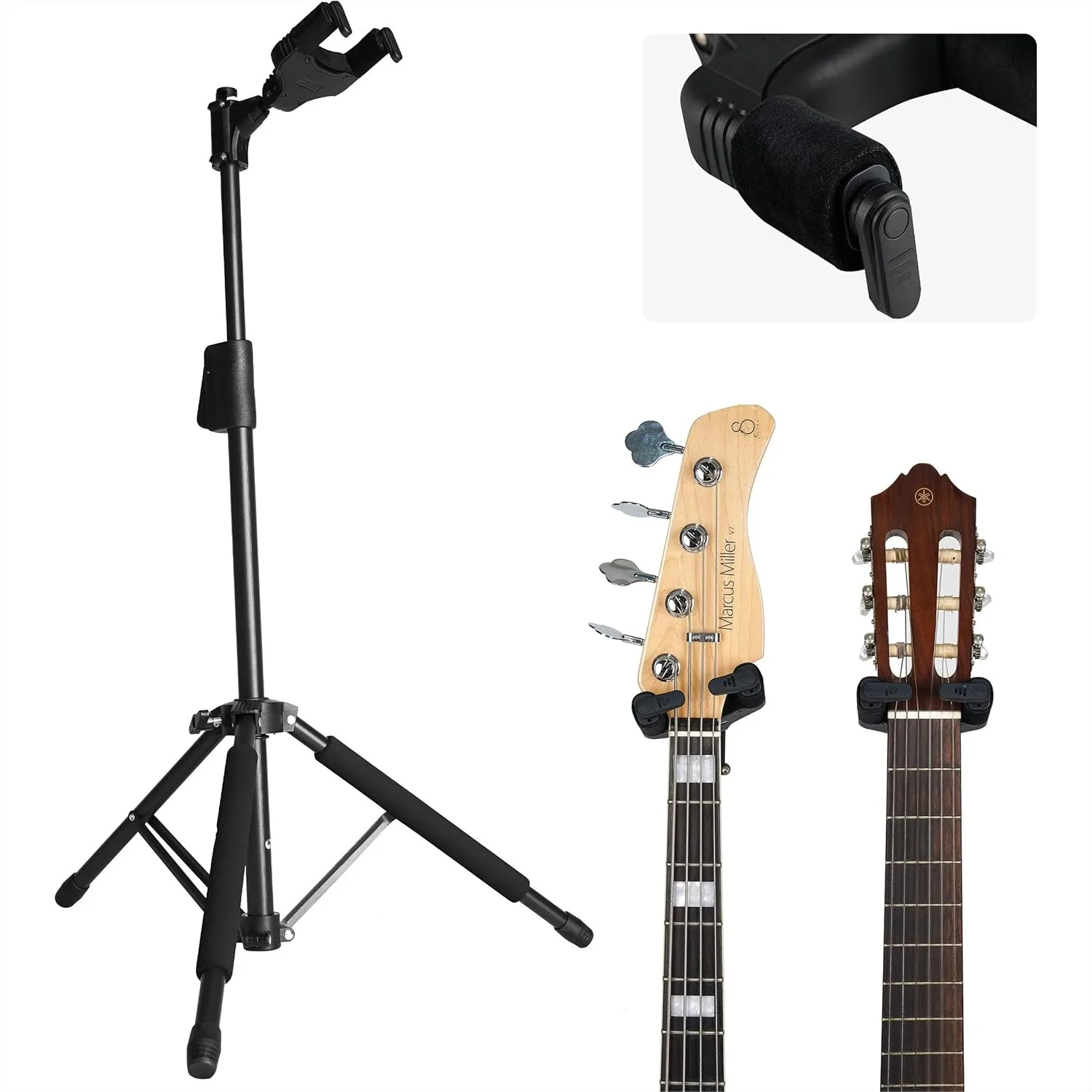 Guitar Stand with Auto-Locking System, Foldable Adjustable Tripod Floor Stand for Electric, Acoustic, Bass, Ukulele, 12 Height
Guitar Stand with Auto-Locking System, Foldable Adjustable Tripod Floor Stand for Electric, Acoustic, Bass, Ukulele, 12 Height