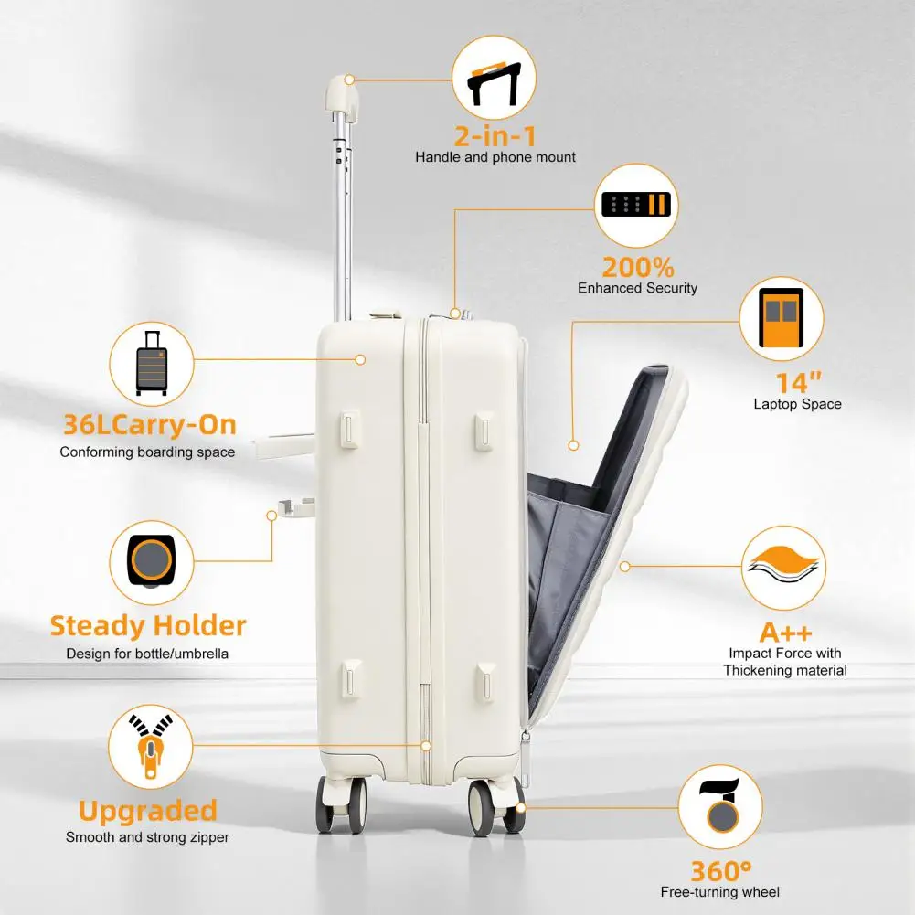 Airline Approved 20 Inch Carry-On Luggage Front Laptop Pocket USB Charger TSA Lock Hard Shell Suitcase with Spinner Wheels
Airline Approved 20 Inch Carry-On Luggage Front Laptop Pocket USB Charger TSA Lock Hard Shell Suitcase with Spinner Wheels