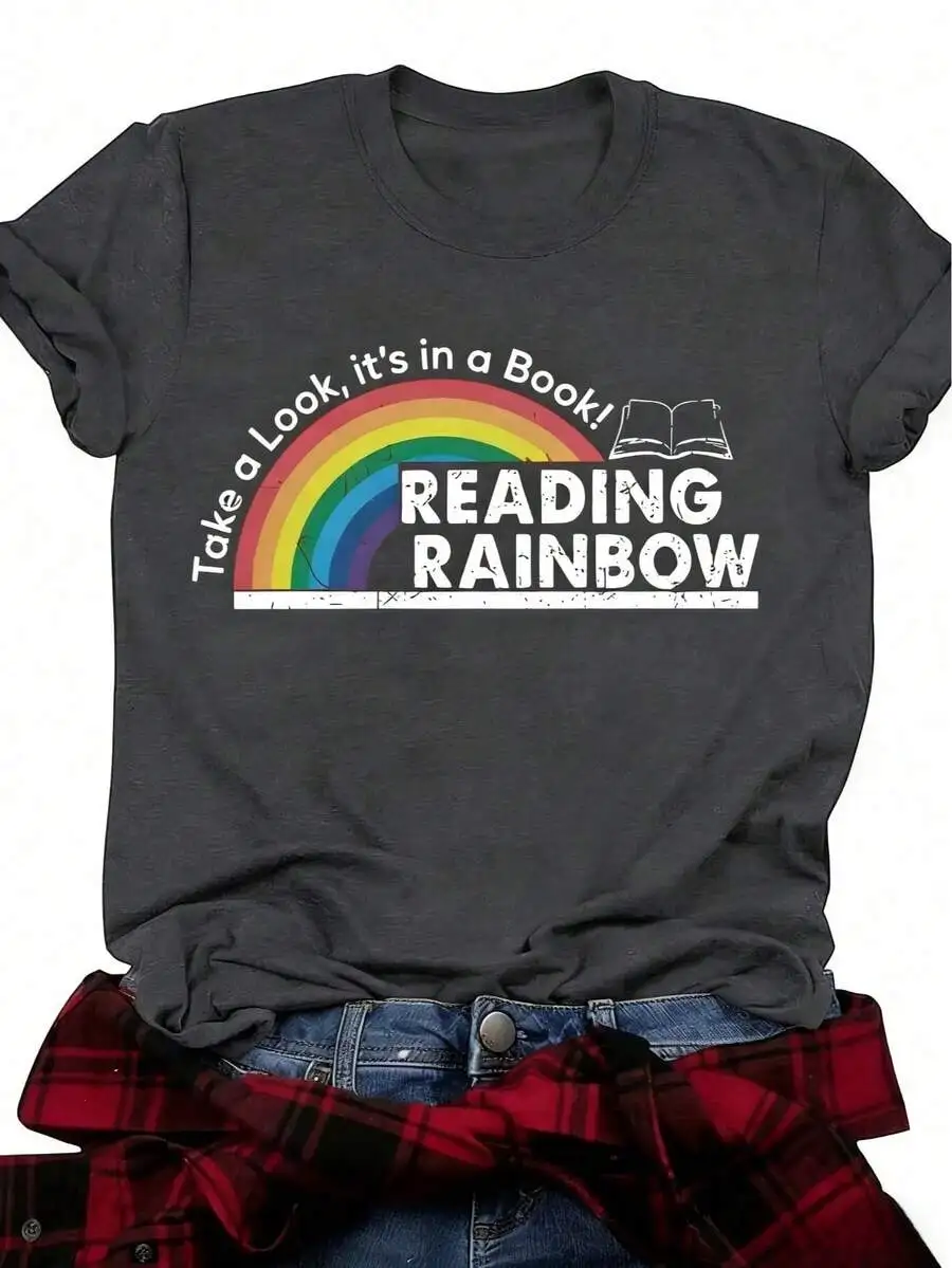 Plus Size M-5XL Rainbow Pattern Book Design Casual T-Shirt Spring Summer Top
Plus Size M-5XL Rainbow Pattern Book Design Casual T-Shirt Spring Summer Top