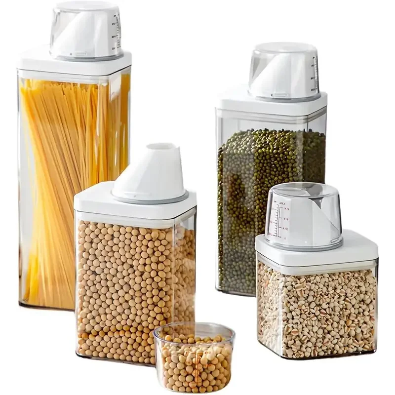 Airtight Cereal Dispenser Container, Clear Food Storage Bin with Measuring Cup, Rice & Pasta Bucket, Kitchen Organization 
Airtight Cereal Dispenser Container, Clear Food Storage Bin with Measuring Cup, Rice & Pasta Bucket, Kitchen Organization