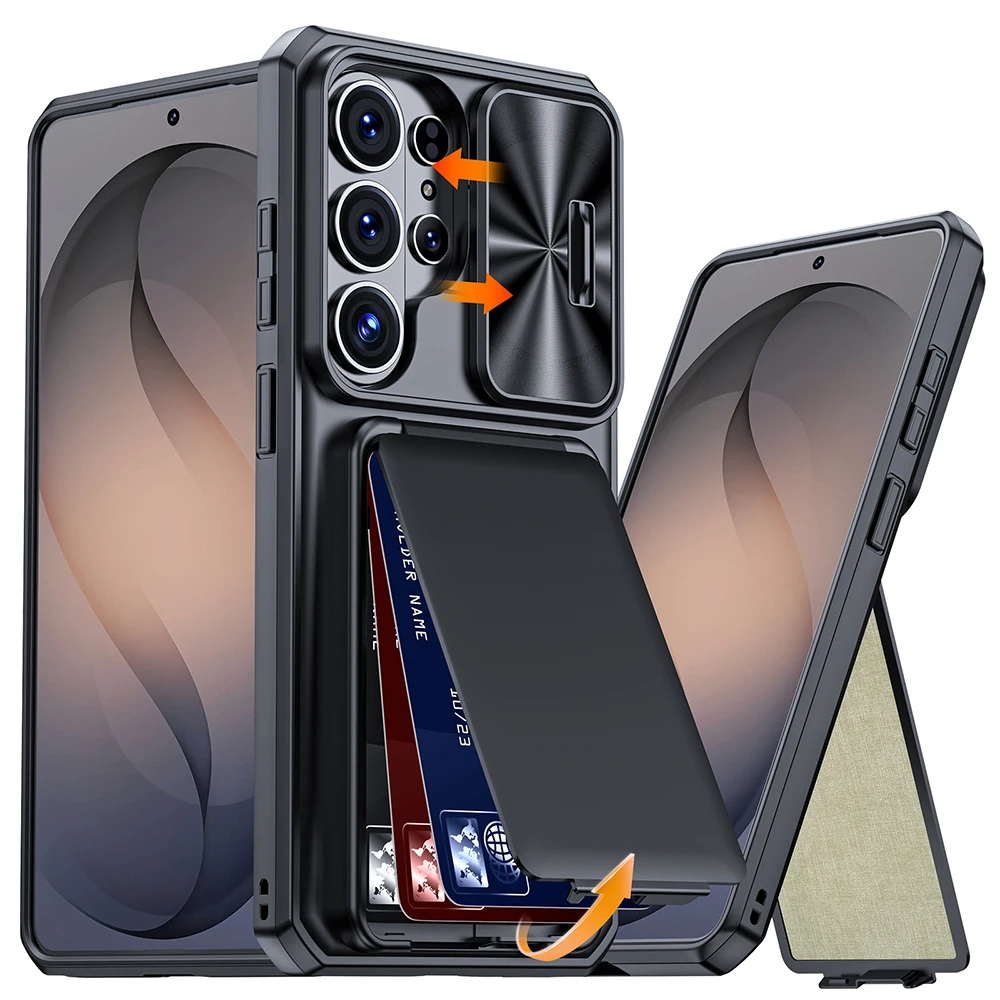 For Samsung Galaxy S25 Ultra/S26 Ultra Case Built-in Card Holder 3-5 Cards Slide Camera Cover RFID Blocking Military Protection
For Samsung Galaxy S25 Ultra/S26 Ultra Case Built-in Card Holder 3-5 Cards Slide Camera Cover RFID Blocking Military Protection