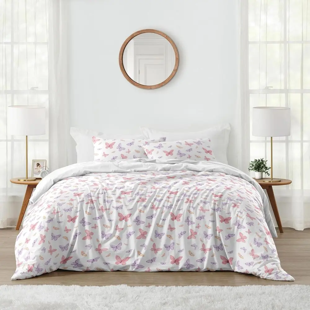 Full-Size Bedding Set for Girls with Pink Shabby Chic Comforter, Pillow Shams, and Blanket featuring Colorful Watercolor Butterf
Full-Size Bedding Set for Girls with Pink Shabby Chic Comforter, Pillow Shams, and Blanket featuring Colorful Watercolor Butterf