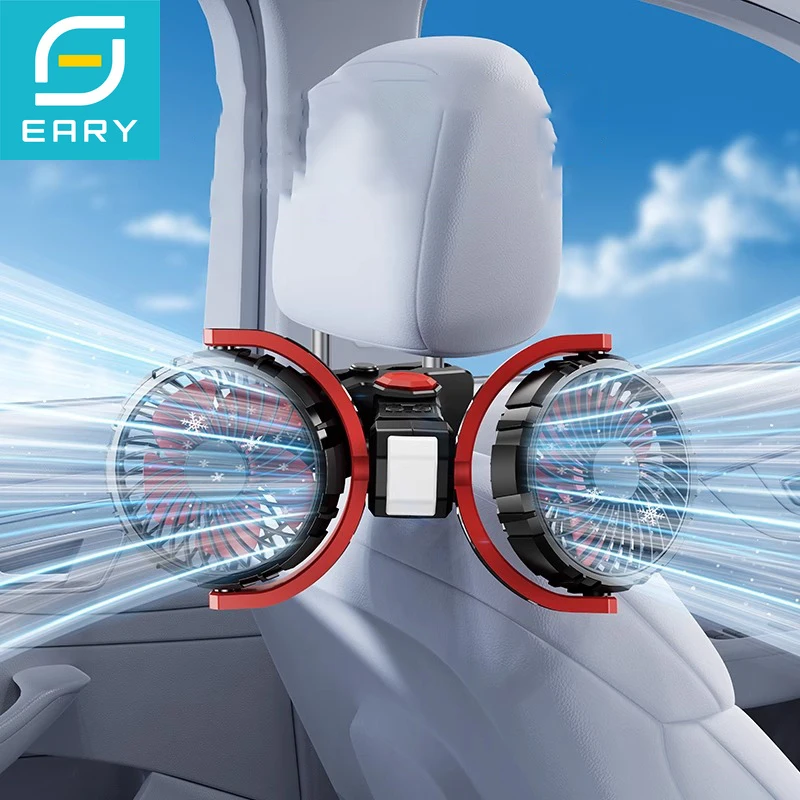 Eary Car Clip Dual Head Fan Mount for Back Seat Headrest 4000mAh USB Recharge 360° Rotate 3 Speed 2 Lighting Summer Cooling Fans
Eary Car Clip Dual Head Fan Mount for Back Seat Headrest 4000mAh USB Recharge 360° Rotate 3 Speed 2 Lighting Summer Cooling Fans