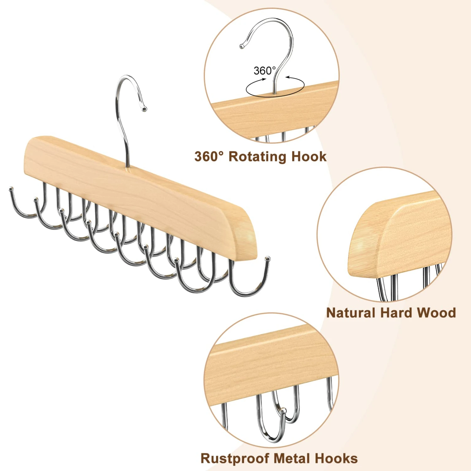 1pc 14-Hook Wood Hanger - Durable Closet Organizer for Ties, Lingerie, Scarves & Belts - Space-Saving Solution for Bedroom, Bat
1pc 14-Hook Wood Hanger - Durable Closet Organizer for Ties, Lingerie, Scarves & Belts - Space-Saving Solution for Bedroom, Bat