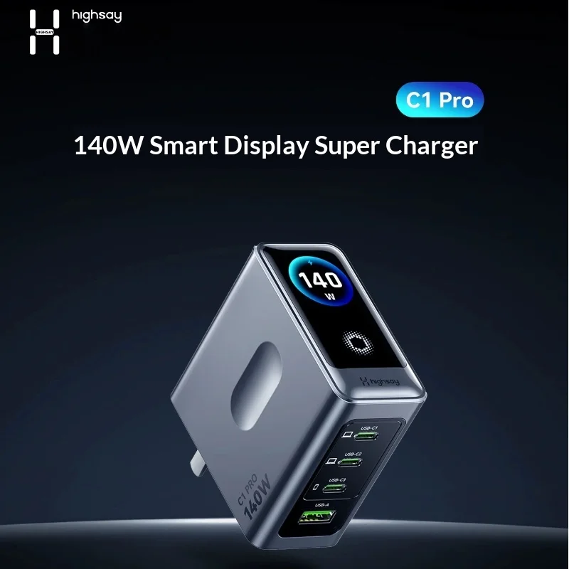 Highsay C1 Pro 140w Gan Fast Charger Digital Display 4 Port Pd Qc Pps Fast Charging Adapter For Phone 17 Tablet Pad Laptop
Highsay C1 Pro 140w Gan Fast Charger Digital Display 4 Port Pd Qc Pps Fast Charging Adapter For Phone 17 Tablet Pad Laptop