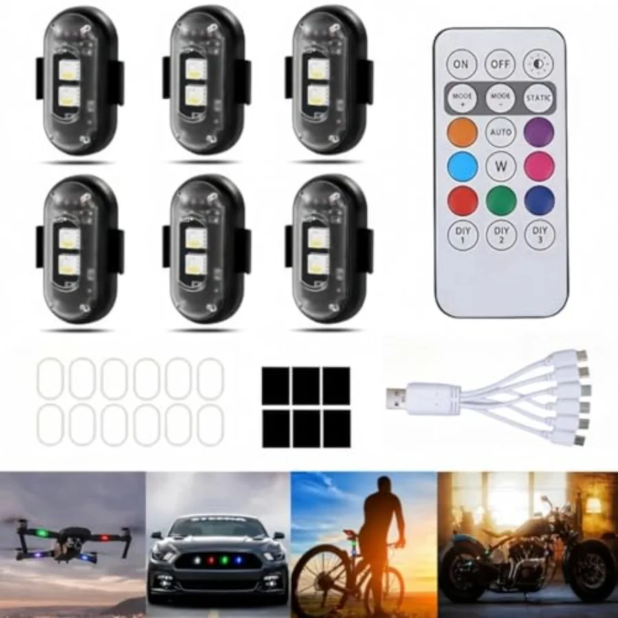 6PCS Wireless LED Strobe Lights with Remote Control, Wireless LED Warning Lights 8 Colors USB Charge IP65 Waterproof Anti-Colli
6PCS Wireless LED Strobe Lights with Remote Control, Wireless LED Warning Lights 8 Colors USB Charge IP65 Waterproof Anti-Colli