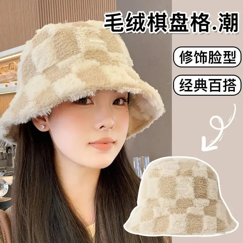 Plush Checkerboard Fisherman Hat Faux Fur Fluffy Bucket Hats Women Outdoor Warm Thick Basin Bucket Hats Fashion Panama Caps
Plush Checkerboard Fisherman Hat Faux Fur Fluffy Bucket Hats Women Outdoor Warm Thick Basin Bucket Hats Fashion Panama Caps