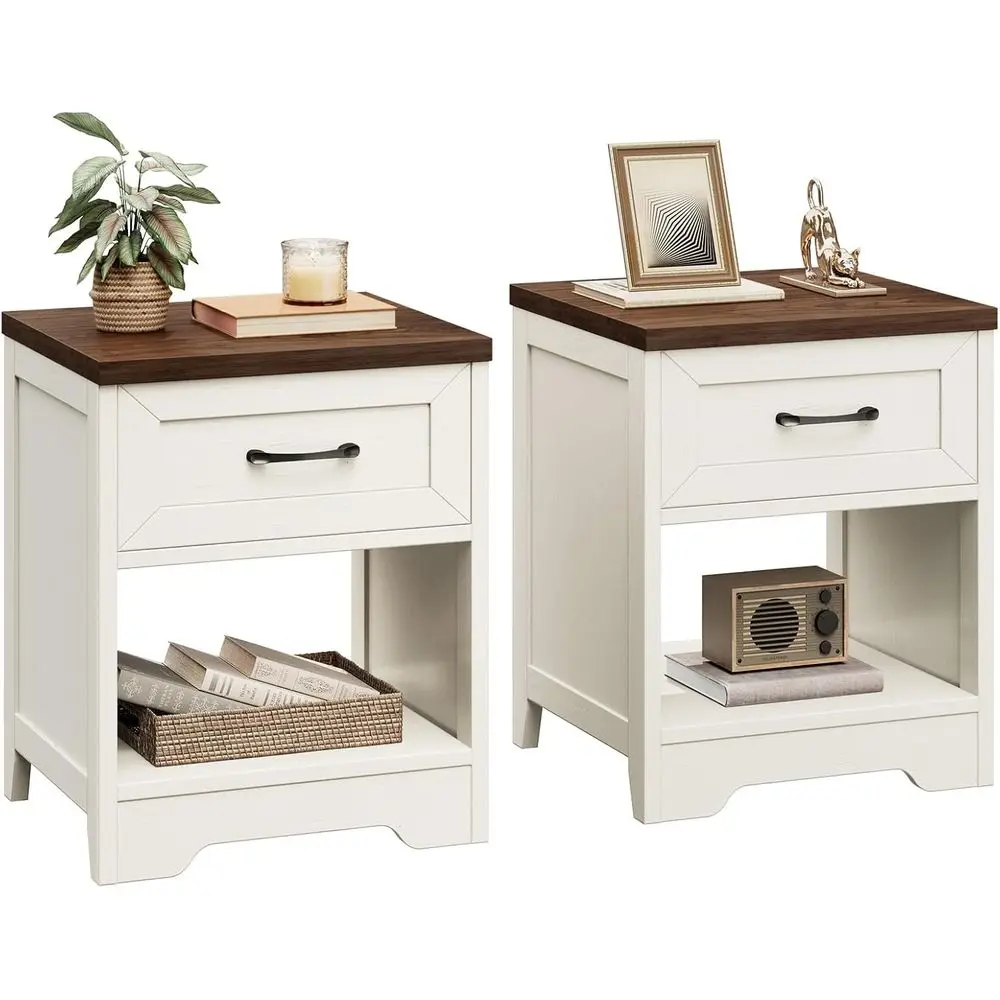 Nightstand Set of 2, Bed End Tables with Drawer & Open Storage, Wood End Tables for Bedroom & Small Space, Rustic White & Oak
Nightstand Set of 2, Bed End Tables with Drawer & Open Storage, Wood End Tables for Bedroom & Small Space, Rustic White & Oak
