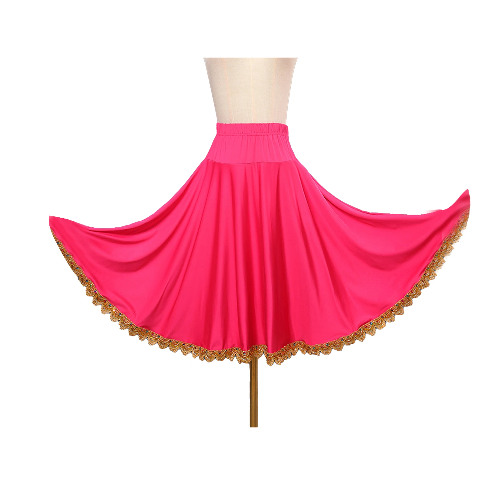 Women Dance Skirt Big Swing Dance Skirt Elastic Waistband Gold Trim for Ballroom Belly Latin Jazz Ethnic Dance Square Dance
Women Dance Skirt Big Swing Dance Skirt Elastic Waistband Gold Trim for Ballroom Belly Latin Jazz Ethnic Dance Square Dance