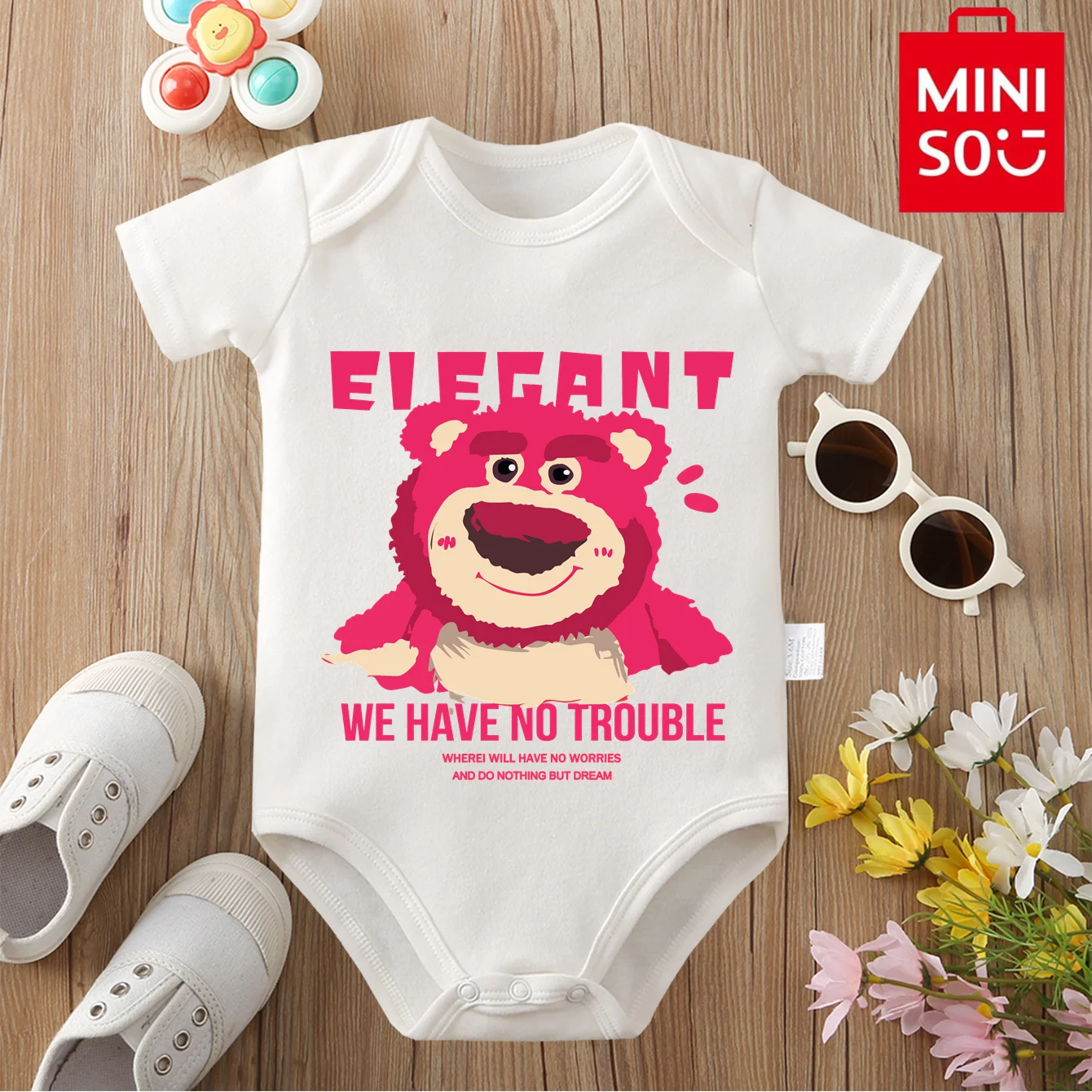 MINISO StrawberryBear Print 100% Cotton Bodysuit Soft Baby Cloths Best Gift for Baby Onesie Jumpsuit for 0 To 12 Months Newborn
MINISO StrawberryBear Print 100% Cotton Bodysuit Soft Baby Cloths Best Gift for Baby Onesie Jumpsuit for 0 To 12 Months Newborn