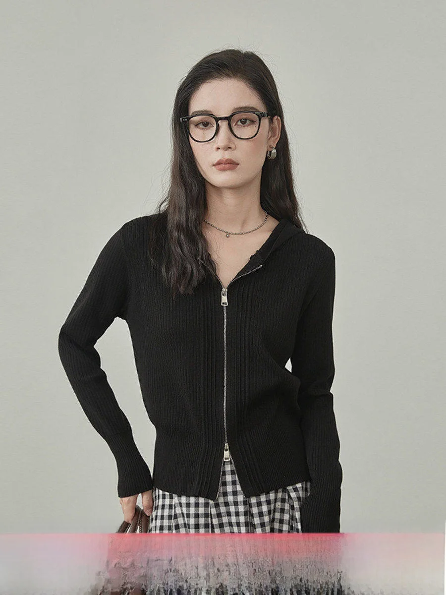 Black Knitted Hoodie Women's Casual Versatile Slimming Top New 2026 Fashionable Commute Style Long Sleeve Zipper Short Coat
Black Knitted Hoodie Women's Casual Versatile Slimming Top New 2026 Fashionable Commute Style Long Sleeve Zipper Short Coat