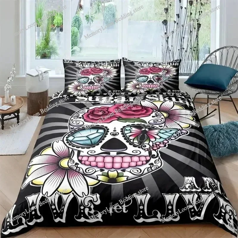 Art Style Unique Sugar Skull Gothic Skeleton Bedding Set Queen/King Size Duvet Cover Comforter Soft Bed Sheet Set Home Decor
Art Style Unique Sugar Skull Gothic Skeleton Bedding Set Queen/King Size Duvet Cover Comforter Soft Bed Sheet Set Home Decor