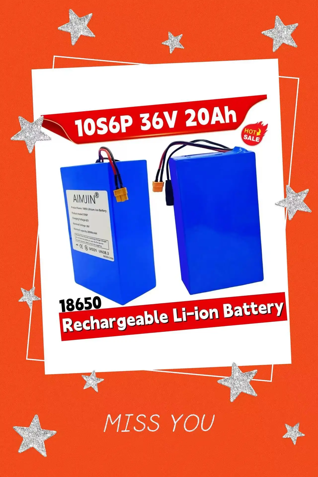 18650 10S6P 36V 20000mAh Rechargeable Li-ion High-capacity Battery Built in BMS Suitable for Electric Scooter Battery
18650 10S6P 36V 20000mAh Rechargeable Li-ion High-capacity Battery Built in BMS Suitable for Electric Scooter Battery