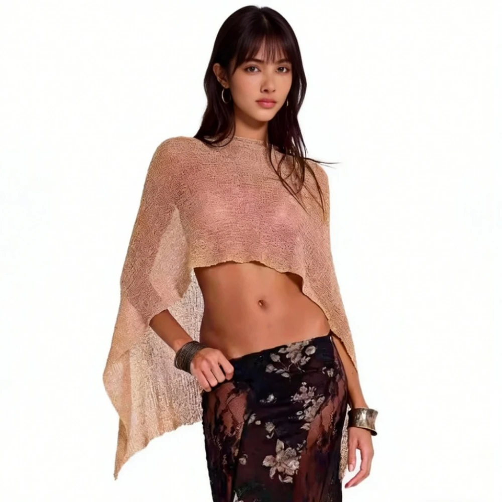 Women Knitwear Bikini Cover-up See-through Solid Off Shoulder Irregular Triangle Hem Loose Pullover Summer Beach Tops
Women Knitwear Bikini Cover-up See-through Solid Off Shoulder Irregular Triangle Hem Loose Pullover Summer Beach Tops