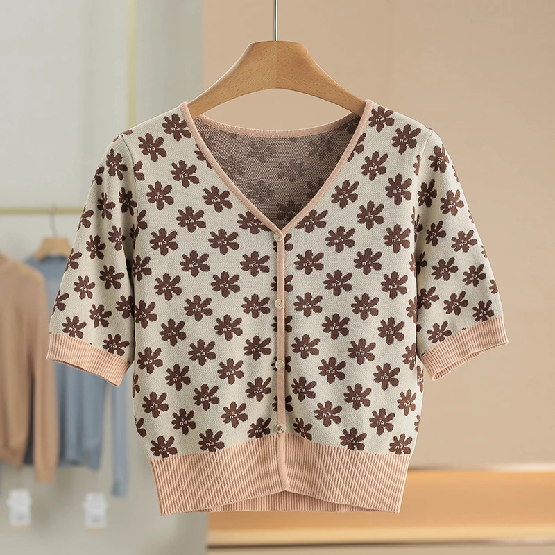 Новая женская трикотажная майка с цветочным принтом, приталенная, с V-образным вырезом, из смесового спандекса, весенняя, повседневная, удобная, дышащая
Новая женская трикотажная майка с цветочным принтом, приталенная, с V-образным вырезом, из смесового спандекса, весенняя, повседневная, удобная, дышащая